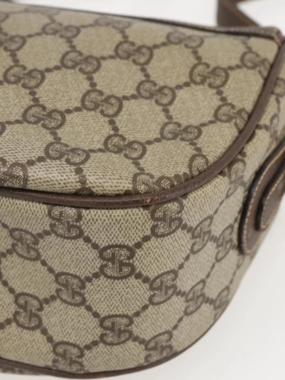 GUCCI GG Supreme Web Sherry Line Shoulder Bag PVC Beige Gold Auth 160559 - Picture 4 of 16